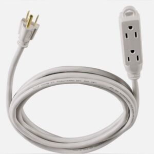3 Prong White Indoor 3-Outlet Extension Cord Moisture & Abrasion Resistant 10 FT